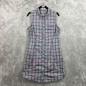 Toad & Co Women's Maneuver Shirtdress Sleeveless Plaid Size Medium Button‎ Front